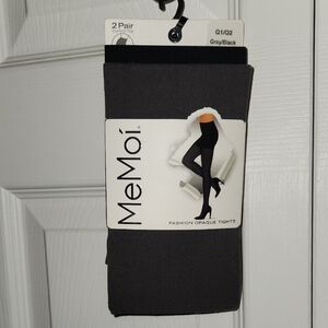 MeMoi Gray and Black Opaque Tights